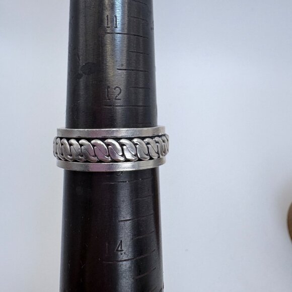 VTG Sterling Silver 925 Interlocking Rope Design Spinner Band Ring Size 12.5 - Picture 7 of 8